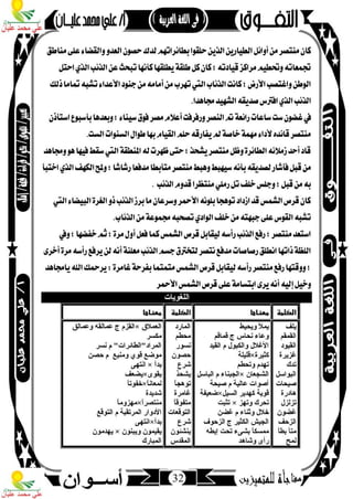 مذكرة لغة عربية للصف الثاني الإعدادي الترم الأول 2017 - موقع ملزمتي