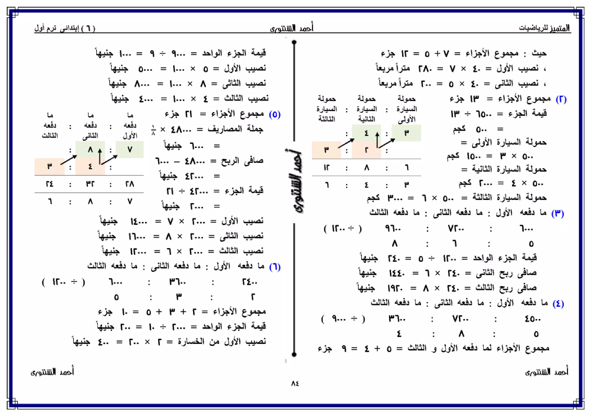 رياضيات للصف السادس الإبتدائي الترم الأول 2017 - موقع ملزمتي