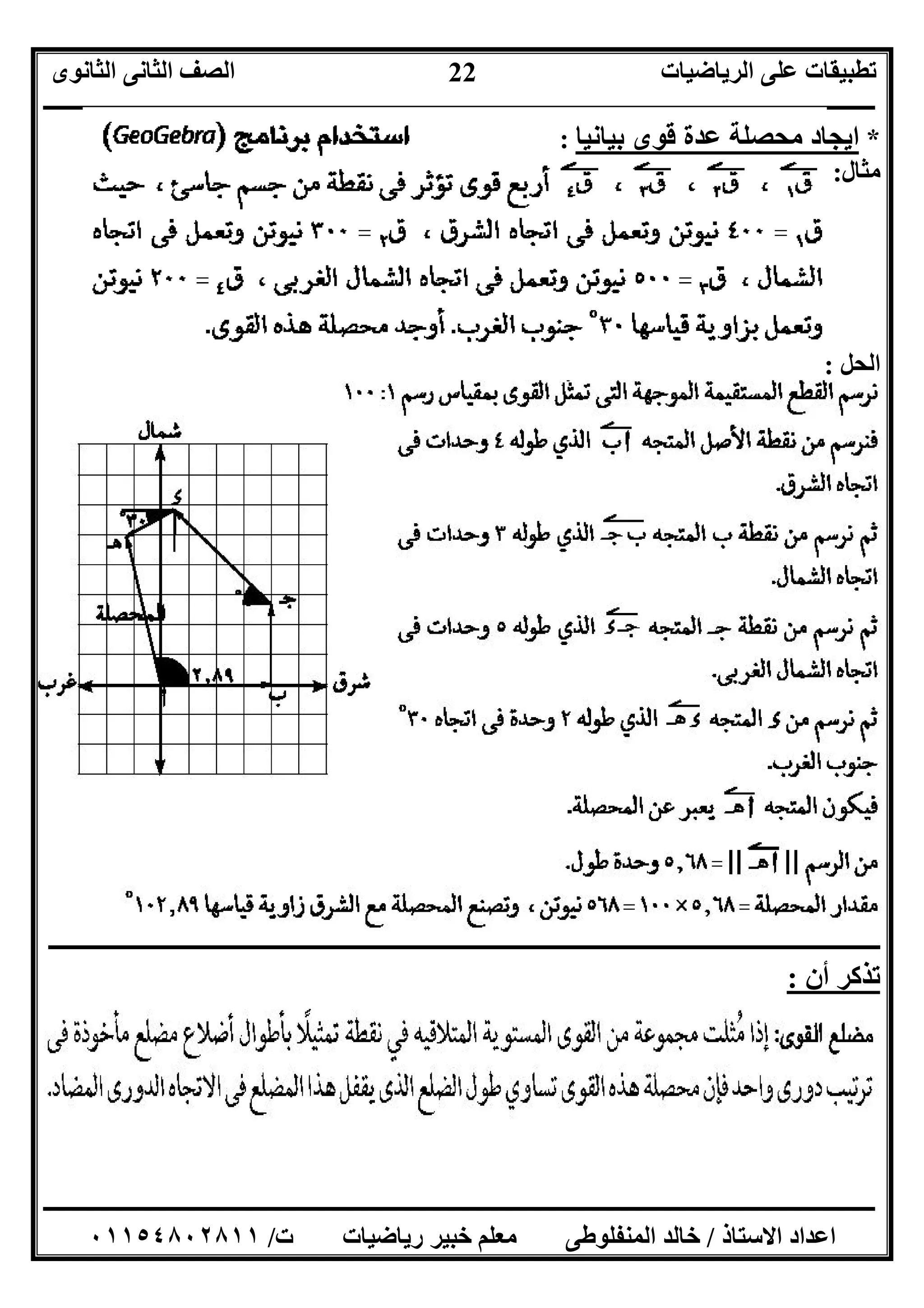 ‫اﻟﺮﯾﺎﺿﯿﺎت‬ ‫ﻋﻠﻰ‬ ‫ﺗﻄﺒﯿﻘﺎت‬‫اﻟﺜﺎﻧﻮى‬ ‫اﻟﺜﺎﻧﻰ‬ ‫اﻟﺼﻒ‬
‫ــــــــــــــــــــــــــــــــــــــــــــــــــــــــــــــــــــــــــــــــــــــــــــــــــــــــــــــــــــــــــــــــــــــــــــــــــــــ‬
‫ـــــــــــــــــــــــــــــــــــــــــــــــــــــــــــــــــــــــــــــــــــ‬‫ـــــــــــــــــــــــــــــــــــــــــــــــــــــــــــــــــــ‬
‫اﻻﺳﺘﺎذ‬ ‫اﻋﺪاد‬/‫ت‬ ‫رﯾﺎﺿﯿﺎت‬ ‫ﺧﺒﯿﺮ‬ ‫ﻣﻌﻠﻢ‬ ‫اﻟﻤﻨﻔﻠﻮﻃﻰ‬ ‫ﺧﺎﻟﺪ‬/٠١١٥٤٨٠٢٨١١
22
*‫اﯾﺠ‬‫ﺑﯿﺎﻧﯿﺎ‬ ‫ﻗﻮى‬ ‫ﻋﺪة‬ ‫ﻣﺤﺼﻠﺔ‬ ‫ﺎد‬:
‫ﻣﺜﺎل‬:
‫اﻟﺤﻞ‬:
‫ــــــــــــــــــــــــــــــــــــــــــــــــــــــــــــــــــــــــــــــــــــــــــــــــــــــــــــــــــــــــــــــــــــــــــــــــــــــ‬
‫أن‬ ‫ﺗﺬﻛﺮ‬:
 