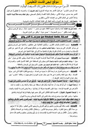 مذكرة رضا الفاروق في اللغة العربية للشهادة الثانوية 2017