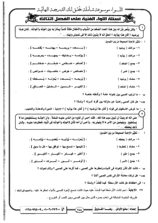 مذكرة رضا الفاروق في اللغة العربية للشهادة الثانوية 2017