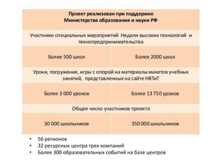 • 56 регионов
• 32 ресурсных центра трех компаний
• Более 300 образовательных событий на базе центров
 