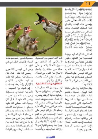 11
ُ‫م‬ ُ‫ه‬ َ‫ك‬ِ‫ئ‬َٰ‫ول‬ُ‫أ‬ )3( َ‫ون‬ ُ‫ق‬ ِ‫نف‬ُ‫ي‬ ْ‫م‬ ُ‫اه‬َ‫ن‬ ْ‫ق‬ َ‫ز‬ َ‫ر‬
ٌ‫ـات‬‫ـ‬ َ‫ج‬ َ‫ر‬ َ‫د‬ ْ‫ـم‬‫ـ‬ ُ‫ه‬َّ‫ل‬ ۚ ‫ـا‬‫ـ‬ ًّ‫ق‬ َ‫ح‬ َ‫ـون‬‫ـ‬ُ‫ن‬ ِ‫م‬
ْ
‫ؤ‬ُ ْ‫ال‬
ٌ‫ـم‬‫ـ‬‫ي‬ ِ‫ر‬ َ‫ك‬
ٌ
‫ق‬
ْ
‫ز‬ ِ‫ر‬ َ‫و‬ ٌ‫ة‬ َ‫ـر‬‫ـ‬ ِ‫ف‬ ْ‫غ‬ َ‫م‬ َ‫و‬ ْ‫ـم‬‫ـ‬ ِ‫ه‬ِّ‫ب‬ َ‫ر‬ َ‫ـد‬‫ـ‬‫ن‬ ِ‫ع‬
‫ـى‬‫ـ‬‫ب‬‫ق‬ ُ‫ع‬ ‫ـى‬‫ـ‬‫ل‬‫تعا‬ ‫ـه‬‫ـ‬‫ل‬‫ال‬ ‫ـد‬‫ـ‬ ّ‫فأك‬ .})4(
‫ـاج‬‫ـ‬‫ه‬‫وانت‬ ‫ـة‬‫ـ‬‫ل‬‫ع‬ ِ‫الف‬ ‫ـذه‬‫ـ‬‫ه‬ ‫ـى‬‫ـ‬‫م‬‫ع‬ُ‫ون‬
‫ـك‬‫ـ‬‫ل‬‫وذ‬ ،‫ـل‬‫ـ‬‫ض‬‫الفا‬ ‫ـلوك‬‫ـ‬‫س‬‫ال‬ ‫ـذا‬‫ـ‬‫ه‬
‫ـورة‬‫ـ‬‫س‬ ‫ـي‬‫ـ‬‫ف‬ ‫ـى‬‫ـ‬‫ل‬‫تعا‬ ‫ـه‬‫ـ‬‫ل‬‫قو‬ ‫ـي‬‫ـ‬‫ف‬ ‫ـا‬‫ـ‬‫م‬‫ك‬
َ
‫ق‬
ْ
‫ز‬ ِّ‫الر‬ ُ‫ط‬ ُ‫س‬ْ‫ب‬َ‫ي‬ ‫ي‬ِّ‫ب‬ َ‫ر‬
َّ
‫ن‬ِ‫إ‬ ْ‫ل‬ ُ‫{ق‬ :‫سبأ‬
ُ‫ـه‬‫ـ‬َ‫ل‬ ُ‫ر‬ ِ‫ـد‬‫ـ‬ ْ‫ق‬َ‫ي‬ َ‫و‬ ِ‫ه‬ ِ‫ـاد‬‫ـ‬َ‫ب‬ ِ‫ع‬
ْ
‫ـن‬‫ـ‬ ِ‫م‬ ُ‫ـاء‬‫ـ‬ َ‫ش‬َ‫ي‬ ‫ـن‬‫ـ‬َ ِ‫ل‬
َ‫ـو‬‫ـ‬ ُ‫ه‬ َ‫ف‬ ٍ‫ء‬ ْ‫ـي‬‫ـ‬ َ‫ش‬ ‫ـن‬‫ـ‬ ِّ‫م‬ ‫ـم‬‫ـ‬ُ‫ت‬ ْ‫ق‬ َ‫نف‬َ‫أ‬ ‫ـا‬‫ـ‬ َ‫م‬ َ‫و‬ ۚ
َ
‫ـن‬‫ـ‬ ِ‫ق‬ ِ‫از‬ َّ‫الر‬ ُ‫ـر‬‫ـ‬ْ‫ي‬ َ‫خ‬ َ‫ـو‬‫ـ‬ ُ‫ه‬ َ‫و‬ ۖ ُ‫ـه‬‫ـ‬ ُ‫ف‬ِ‫ل‬ ْ‫خ‬ُ‫ي‬
})39(
‫ـا‬‫ـ‬ ً‫عرض‬ ‫ـم‬‫ـ‬‫ي‬‫الحك‬ ‫ـر‬‫ـ‬‫ك‬‫الذ‬ ‫أورد‬ ‫ـا‬‫ـ‬‫م‬‫ك‬
‫ـر‬‫ـ‬‫ه‬‫ظ‬ ،‫ـل‬‫ـ‬ ُ‫التكاف‬ ‫ـن‬‫ـ‬‫ع‬ ‫ـا‬‫ـ‬ً‫قصصي‬
‫ـا‬‫ـ‬‫ي‬‫زكر‬ ‫ـه‬‫ـ‬‫ل‬‫ال‬ ‫ـي‬‫ـ‬‫ب‬‫ن‬ ‫ـة‬‫ـ‬‫ل‬‫كفا‬ ‫ـي‬‫ـ‬‫ف‬ ‫ـك‬‫ـ‬‫ل‬‫ذ‬
‫ـم‬‫ـ‬‫ي‬‫مر‬ ‫ـيدة‬‫ـ‬‫س‬‫لل‬ - ‫ـام‬‫ـ‬‫س‬‫ال‬ ‫ـه‬‫ـ‬‫ي‬‫-عل‬
‫ـه‬‫ـ‬‫ب‬ ‫ـام‬‫ـ‬‫ق‬ ‫ـا‬‫ـ‬‫م‬ ‫ـك‬‫ـ‬‫ل‬‫وكذ‬ ،‫ـران‬‫ـ‬‫م‬‫ع‬ ‫ـة‬‫ـ‬‫ن‬‫اب‬
‫ـاة‬‫ـ‬‫ص‬‫ال‬ ‫ـه‬‫ـ‬‫ي‬‫-عل‬ ‫ـى‬‫ـ‬‫س‬‫و‬ ُ‫م‬ ‫ـه‬‫ـ‬‫ل‬‫ال‬ ‫ـي‬‫ـ‬‫ب‬‫ن‬
‫ـي‬‫ـ‬‫ت‬‫ابن‬ ‫ـن‬‫ـ‬‫ع‬ َ‫ذاد‬ ‫ـا‬‫ـ‬‫م‬‫عند‬ -‫ـام‬‫ـ‬‫س‬‫ال‬
‫ـقيا‬‫ـ‬ ُ‫الس‬ ‫أمر‬ ‫في‬ ‫ـعيب‬‫ـ‬ ُ‫ش‬ ‫الله‬ ‫نبي‬
.‫ـا‬‫ـ‬‫م‬‫ألغنامه‬
‫ـة‬‫ـ‬‫ن‬‫مكا‬ ‫ـى‬‫ـ‬‫ل‬‫ع‬ ‫ـدل‬‫ـ‬‫ي‬ ‫ـا‬‫ـ‬‫م‬‫إن‬ ‫ـذا‬‫ـ‬‫ه‬ ‫وكل‬
‫ـم‬‫ـ‬‫ي‬‫وعظ‬ ‫ـه‬‫ـ‬‫ت‬‫وأهمي‬ ‫ـق‬‫ـ‬ٌ‫ل‬ ُ‫الخ‬ ‫ـذا‬‫ـ‬‫ه‬
‫ـا‬‫ـ‬‫ب‬‫جان‬ ‫ـه‬‫ـ‬‫ن‬‫كو‬ ‫ـى‬‫ـ‬‫ل‬‫ع‬ ‫ـك‬‫ـ‬‫ل‬‫وكذ‬ ،‫ـه‬‫ـ‬‫ب‬‫ثوا‬
‫ـريعة‬‫ـ‬‫ش‬‫ال‬ ‫ـب‬‫ـ‬‫ن‬‫جوا‬ ‫ـن‬‫ـ‬‫م‬ ‫ـا‬‫ـ‬‫م‬‫مه‬
‫ـا‬‫ـ‬‫ه‬‫في‬ ‫ـع‬‫ـ‬‫س‬‫تت‬ ‫ـي‬‫ـ‬‫ت‬‫ال‬ ،‫ـامية‬‫ـ‬‫س‬‫اإل‬
‫ـمل‬‫ـ‬‫ش‬‫ت‬ ‫ال‬ ‫ـث‬‫ـ‬‫ي‬‫بح‬ ‫ـادات‬‫ـ‬‫ب‬‫الع‬ ‫ـة‬‫ـ‬‫ل‬‫مظ‬
‫ـية‬‫ـ‬‫س‬‫الرأ‬ ‫ـة‬‫ـ‬‫ي‬‫الفرد‬ ‫ـادات‬‫ـ‬‫ب‬‫الع‬ ‫ـط‬‫ـ‬‫ق‬‫ف‬
‫ـر‬‫ـ‬‫ه‬‫تنص‬ ‫ـل‬‫ـ‬‫ب‬ ،‫ـه‬‫ـ‬‫ب‬‫ور‬ ‫ـد‬‫ـ‬‫ب‬‫الع‬ ‫ـن‬‫ـ‬‫ب‬
‫ـرائع‬‫ـ‬‫ش‬‫و‬ ‫ـادات‬‫ـ‬‫ب‬‫ع‬ ‫ـا‬‫ـ‬‫ه‬‫بوتقت‬ ‫ـي‬‫ـ‬‫ف‬
‫ـان‬‫ـ‬‫ي‬‫ن‬ُ‫ب‬ ‫ـمل‬‫ـ‬‫ش‬‫ت‬ ‫ـة‬‫ـ‬‫ي‬‫مم‬ُ‫أ‬ ‫ـة‬‫ـ‬‫ي‬‫جتمع‬ ُ‫م‬
‫ـا‬‫ـ‬‫ه‬‫أفراد‬ ‫ـل‬‫ـ‬‫م‬‫يح‬ ‫ـي‬‫ـ‬‫ت‬‫ال‬ ‫ـة‬‫ـ‬‫م‬ُ‫األ‬
.‫ـا‬‫ـ‬ ً‫بعض‬ ‫ـم‬‫ـ‬‫ه‬‫بعض‬
‫ـل‬‫ـ‬‫ي‬‫التأص‬ ‫ـن‬‫ـ‬‫م‬ ‫ـم‬‫ـ‬‫ه‬‫الف‬ ‫ـد‬‫ـ‬‫ك‬‫أ‬ ‫ـا‬‫ـ‬‫م‬‫ك‬
‫ـي‬‫ـ‬‫ف‬ ‫ـاق‬‫ـ‬‫ف‬‫اإلن‬ ‫أن‬ ،‫ـامي‬‫ـ‬‫س‬‫اإل‬
‫ـى‬‫ـ‬‫ل‬‫ع‬ ‫ـر‬‫ـ‬‫ص‬‫يقت‬ ‫ال‬ ‫ـه‬‫ـ‬‫ل‬‫ال‬ ‫ـبيل‬‫ـ‬‫س‬
‫ـمل‬‫ـ‬‫ش‬‫ي‬ ‫ـل‬‫ـ‬‫ب‬ ،‫ـة‬‫ـ‬‫ل‬‫حا‬ ‫ون‬ ُ‫د‬ ‫ـة‬‫ـ‬‫ل‬‫حا‬
‫اء‬ َّ‫ـر‬‫ـ‬‫س‬‫ال‬ ‫ـي‬‫ـ‬‫ف‬ ‫ـرد‬‫ـ‬‫ف‬‫ال‬ ‫ـن‬‫ـ‬‫م‬ ‫ـاق‬‫ـ‬‫ف‬‫اإلن‬
،‫ـن‬‫ـ‬‫ل‬‫والع‬ ‫ـر‬‫ـ‬ ِّ‫الس‬ ‫ـي‬‫ـ‬‫ف‬‫و‬ ،‫اء‬‫ر‬‫ـ‬‫ـ‬‫ض‬‫وال‬
.‫ـار‬‫ـ‬‫ه‬‫والن‬ ‫ـل‬‫ـ‬‫ي‬‫وبالل‬
‫النبوية‬ ‫السًنّة‬ ‫من‬ ‫ل‬ُ‫ف‬‫التكا‬
‫ـه‬‫ـ‬‫ل‬‫ال‬ ‫ـى‬‫ـ‬‫ل‬‫-ص‬ ‫ـه‬‫ـ‬‫ل‬‫ال‬ ‫ـول‬‫ـ‬‫س‬‫ر‬ ‫ـى‬‫ـ‬‫س‬‫أر‬
ً‫وتأصيل‬ ‫ا‬ ً‫ستور‬ ُ‫د‬ -‫وسلم‬ ‫عليه‬
‫يضرب‬ ‫فقر‬ ‫ألي‬ ‫ا‬ً‫نهائي‬ ‫ا‬ ً‫كم‬ ُ‫وح‬
‫ـن‬‫ـ‬‫ع‬‫ف‬ ،‫ـا‬‫ـ‬‫ه‬‫ب‬ ُ‫يجد‬ ‫ـط‬‫ـ‬‫ح‬‫ق‬ ‫أو‬ ‫األرض‬
‫ـه‬‫ـ‬‫ل‬‫ال‬ ‫ـي‬‫ـ‬‫ض‬‫-ر‬ ‫ـب‬‫ـ‬‫ل‬‫طا‬ ‫ـي‬‫ـ‬‫ب‬‫أ‬ ‫ـن‬‫ـ‬‫ب‬ ‫ـى‬‫ـ‬‫ل‬‫ع‬
‫ـه‬‫ـ‬‫ي‬‫عل‬ ‫ـه‬‫ـ‬‫ل‬‫ال‬ ‫ـى‬‫ـ‬‫ل‬‫ص‬ ‫ـي‬‫ـ‬‫ب‬‫الن‬ ‫ـن‬‫ـ‬‫ع‬ -‫ـه‬‫ـ‬‫ن‬‫ع‬
‫ـى‬‫ـ‬‫ل‬‫ع‬ َ‫ـرض‬‫ـ‬‫ف‬ َ‫ـه‬‫ـ‬‫ل‬‫ال‬ ‫«إن‬ :‫ـال‬‫ـ‬‫ق‬ ‫ـلم‬‫ـ‬‫س‬‫و‬
‫ـم‬‫ـ‬‫ه‬‫أموال‬ ‫ـي‬‫ـ‬‫ف‬ ‫مني‬ِ‫ـل‬‫ـ‬‫س‬ُ‫امل‬ ِ‫ـاء‬‫ـ‬‫ي‬‫أغن‬
‫ـن‬‫ـ‬‫ل‬‫و‬ ،‫ـم‬‫ـ‬‫ه‬‫قراؤ‬ ُ‫ف‬ ‫ـع‬‫ـ‬ َ‫يس‬ ‫ـذي‬‫ـ‬‫ل‬‫ا‬ َ‫ـدر‬‫ـ‬‫ق‬
‫أو‬ ‫ـوا‬‫ـ‬‫ع‬‫جا‬ ‫إذا‬ ‫إال‬ ‫اء‬‫ر‬‫ـ‬‫ـ‬‫ق‬ ُ‫الف‬ ‫ـد‬‫ـ‬‫ه‬‫يج‬
‫أال‬ ،‫ـم‬‫ـ‬‫ه‬
ُ
‫أغنياؤ‬ ‫ـع‬‫ـ‬‫ن‬‫يص‬ ‫ـا‬‫ـ‬‫م‬‫م‬ ‫ـروا‬‫ـ‬ َ‫ع‬
‫ـة‬‫ـ‬‫م‬‫القيا‬ ‫ـوم‬‫ـ‬‫ي‬ ‫م‬ ُ‫ـبه‬‫ـ‬ ِ‫حاس‬ ُ‫م‬ ‫ـه‬‫ـ‬‫ل‬‫ال‬ ‫وإن‬
‫ـا‬‫ـ‬ً‫عذاب‬ ‫ـم‬‫ـ‬‫ه‬‫عذب‬ ُ‫وم‬ ‫ا‬ ً‫ـديد‬‫ـ‬‫ش‬ ‫ا‬ً‫ـاب‬‫ـ‬‫س‬‫ح‬
‫ـي‬‫ـ‬‫ف‬ ‫ـي‬‫ـ‬‫ن‬‫الطبرا‬ ‫ـه‬‫ـ‬‫ج‬‫[أخر‬ .»‫ـا‬‫ـ‬ ً‫أليم‬
.]‫ـط‬‫ـ‬‫س‬‫األو‬
‫ـعري‬‫ـ‬‫ش‬‫األ‬ ‫ـى‬‫ـ‬‫س‬‫و‬ ُ‫م‬ ‫ـي‬‫ـ‬‫ب‬‫أ‬ ‫ـن‬‫ـ‬‫ع‬‫و‬
‫ـال‬‫ـ‬‫ق‬ :‫ـال‬‫ـ‬‫ق‬ - ‫ـه‬‫ـ‬‫ن‬‫ع‬ ‫ـه‬‫ـ‬‫ل‬‫ال‬ ‫ـي‬‫ـ‬‫ض‬‫ر‬ -
‫ـه‬‫ـ‬‫ي‬‫عل‬ ‫ـه‬‫ـ‬‫ل‬‫ال‬ ‫ـى‬‫ـ‬‫ل‬‫-ص‬ ‫ـه‬‫ـ‬‫ل‬‫ال‬ ‫ـول‬‫ـ‬‫س‬‫ر‬
‫ـن‬‫ـ‬‫م‬‫ؤ‬ ُ‫للم‬ ‫ـن‬‫ـ‬‫م‬‫ؤ‬ُ‫«امل‬ :-‫ـلم‬‫ـ‬‫س‬‫و‬
»‫ـا‬‫ـ‬ ً‫بعض‬ ُ‫ـه‬‫ـ‬‫ض‬‫بع‬ ‫ـد‬‫ـ‬ ُ‫يش‬ ‫ـان‬‫ـ‬‫ي‬‫ن‬ُ‫كالب‬
.- ‫ـه‬‫ـ‬‫ع‬‫أصاب‬ ‫ـن‬‫ـ‬‫ب‬ ‫ـبك‬‫ـ‬‫ش‬ ‫ـم‬‫ـ‬ُ‫ث‬ –
]‫م‬ِ‫ـل‬‫ـ‬‫س‬ ُ‫وم‬ ‫ـاري‬‫ـ‬‫خ‬ُ‫الب‬ ‫ـه‬‫ـ‬‫ج‬‫[أخر‬
- ‫ـر‬‫ـ‬‫م‬ ُ‫ع‬ ‫ـن‬‫ـ‬‫ب‬ ‫ـه‬‫ـ‬‫ل‬‫ال‬ ‫ـد‬‫ـ‬‫ب‬‫ع‬ ‫ـن‬‫ـ‬‫ع‬‫و‬
‫ـال‬‫ـ‬‫ق‬ :‫ـال‬‫ـ‬‫ق‬ - ‫ـا‬‫ـ‬‫م‬‫عنه‬ ‫ـه‬‫ـ‬‫ل‬‫ال‬ ‫ـي‬‫ـ‬‫ض‬‫ر‬
‫ـه‬‫ـ‬‫ي‬‫عل‬ ‫ـه‬‫ـ‬‫ل‬‫ال‬ ‫ـى‬‫ـ‬‫ل‬‫-ص‬ ‫ـه‬‫ـ‬‫ل‬‫ال‬ ‫ـول‬‫ـ‬‫س‬‫ر‬
‫ـلم‬‫ـ‬‫س‬‫امل‬ ‫ـو‬‫ـ‬‫خ‬‫أ‬ ‫ـلم‬‫ـ‬‫س‬‫امل‬ « :-‫ـلم‬‫ـ‬‫س‬‫و‬
‫كان‬ ‫ـن‬‫ـ‬‫م‬‫و‬ ‫ـلمه‬‫ـ‬‫س‬‫ي‬ ‫وال‬ ‫ـه‬‫ـ‬‫م‬‫يظل‬ ‫ال‬
‫ـي‬‫ـ‬‫ف‬ ‫ـه‬‫ـ‬‫ل‬‫ال‬ ‫كان‬ ‫ـه‬‫ـ‬‫ي‬‫أخ‬ ‫ـة‬‫ـ‬‫ج‬‫حا‬ ‫ـي‬‫ـ‬‫ف‬
‫ـلم‬‫ـ‬‫س‬‫م‬ ‫ـن‬‫ـ‬‫ع‬ ‫ـرج‬‫ـ‬‫ف‬ ‫ـن‬‫ـ‬‫م‬‫و‬ ‫ـه‬‫ـ‬‫ت‬‫حاج‬
‫ـن‬‫ـ‬‫م‬ ‫ـة‬‫ـ‬‫ب‬‫كر‬ ‫ـه‬‫ـ‬‫ن‬‫ع‬ ‫ـه‬‫ـ‬‫ل‬‫ال‬ ‫ـرج‬‫ـ‬‫ف‬ ‫ـة‬‫ـ‬‫ب‬‫كر‬
‫ـتر‬‫ـ‬‫س‬ ‫ـن‬‫ـ‬‫م‬‫و‬ ‫ـة‬‫ـ‬‫م‬‫القيا‬ ‫ـوم‬‫ـ‬‫ي‬ ‫ـات‬‫ـ‬‫ب‬‫كر‬
‫ـة‬‫ـ‬‫م‬‫القيا‬ ‫ـوم‬‫ـ‬‫ي‬ ‫ـه‬‫ـ‬‫ل‬‫ال‬ ‫ـتره‬‫ـ‬‫س‬ ‫ـلما‬‫ـ‬‫س‬‫م‬
 