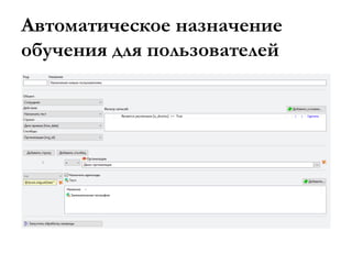 Автоматическое назначение
обучения для пользователей
 