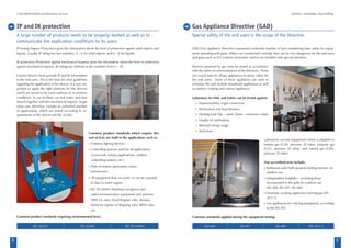 | Accredited testing and laboratory services tradition. knowledge. responsibility.
8 9
IP testing (Ingress Protection) gives the information about the level of protection against solid objects and
liquids. Usually, IP rating has two numbers, 0 – 6 for solid objects, and 0 – 8 for liquids.
IK protection (Protection against mechanical impacts) gives the information about the level of protection
against mechanical impacts. IK ratings are defined as the numbers from 0 – 10.
Certain devices must provide IP and IK information
to the end users. This is the basis for clear guidelines
regarding the application of the device. It is very im-
portant to apply the right solutions for the devices
which are meant to be used outdoors or in extreme
conditions. In our facilities, we test water and dust
breach together with the mechanical impacts. Target
areas can, therefore, include an unlimited number
of applications, which are tested according to re-
quirements of IEC 60529 and IEC 62262.
Common product standards which require this
sort of tests are built in the applications such as:
»» Outdoor lighting devices
»» Controlling systems used for all applications 		
	 (crossroads, railway applications, outdoor 		
	 controlling systems, etc.)
»» Parts of motors, generators, rotors, 			
	transformers
»» All equipment that can work, or can be exposed 	
	 to dust or water ingress
»» IEC EN 60945 (Maritime navigation and 		
	 radiocommunication equipment and systems), 	
	 DNV GL rules, Lloyd Register rules, Russian 		
	 Maritime register of Shipping rules, RINA rules, 	
	etc.
Common product standards requiring environmental tests:
IEC 60529 IEC 62262 IEC EN 60945
GAD (Gas Appliance Directive) represents a selective number of tests considering basic safety for equip-
ment operating with gases. When not constructed carefully, they can be very dangerous for the end users
and gases such as CO (carbon monoxide) need to be handled with special attention.
Devices powered by gas must be tested in accordance
with the safety recommendations of the directives. These
are crucial tests for all gas appliances to prove safety for
the end users. Some of these appliances are used in
everyday life and include household appliances as well
as outdoor cooking and caterer appliances.
Laboratory for EMC and Safety can be tested against:
»» Impermeability of gas connectors
»» Mechanical and heat firmness
»» Heating load (Qn – rated, Qmin – minimum value)
»» Quality of combustion
»» Rational energy usage
»» And more…
Laboratory can test equipment which is adapted to
butane gas (G30), pressure 30 mbar; propane gas
(G31), pressure 20 mbar; and natural gas (G20),
pressure 20 mbar.
Our accredited tests include:
»» Barbecues and multi-purpose boiling burners for 	
	 outdoor use
»» Independent hotplates – including those 		
	 incorporated in the grills for outdoor use 		
	 (EN 489, EN 497, EN 484)
»» Domestic cooking appliances burning gas (EN 		
	30-1-1)
»» Gas appliances for catering equipment, according	
	 to the EN 203.
Common standards applied during the equipment testing:
EN 489 EN 497 EN 484 EN 30-1-1
A large number of products needs to be properly marked as well as to
communicate the application conditions to its users.
Special safety of the end users is the scope of the Directive.
IP and IK protection Gas Appliance Directive (GAD)
 