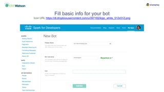 Fill basic info for your bot
Icon URL https://dl.dropboxusercontent.com/u/397182/logo_white_512x512.png
 