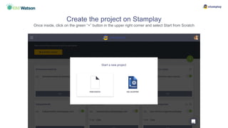 Create the project on Stamplay
Once inside, click on the green “+” button in the upper right corner and select Start from Scratch
 