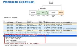 Pakkeheader på lenkelaget
Whiteshark program:
 