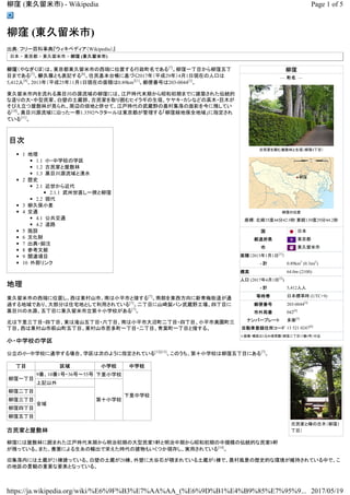 柳窪
—  町名  —
古民家を囲む屋敷林と生垣（柳窪4丁目）
柳窪の位置
座標: 北緯35度44分42.9秒 東経139度29分44.2秒
国 日本
都道府県 東京都
市 東久留米市
面積（2013年1月1日[1]
）
 - 計 0.89km2
 (0.3mi2
)
標高 64.0m (210ft)
人口 (2017年4月1日[2]
)
 - 計 5,412人人
等時帯 日本標準時 (UTC+9)
郵便番号 203-0044[3]
市外局番 042[4]
ナンバープレート 多摩[5]
自動車登録住所コード 13 521 0247[6]
※座標・標高はくるみ保育園（柳窪二丁目15番6号）付近
古民家と欅の古木（柳窪1
丁目）
柳窪 (東久留米市)
出典: フリー百科事典『ウィキペディア（Wikipedia）』
日本 > 東京都 > 東久留米市 > 柳窪 (東久留米市)
柳窪（やなぎくぼ）は、東京都東久留米市の西端に位置する行政町名である[7]
。柳窪一丁目から柳窪五丁
目まである[7]
。柳久保とも表記する[8]
。住民基本台帳に基づく2017年（平成29年）4月1日現在の人口は
5,412人[9]
、2013年（平成25年）1月1日現在の面積は0.89km2[1]
。郵便番号は203-0044[3]
。
東久留米市内を流れる黒目川の源流域の柳窪には、江戸時代末期から昭和初期までに建築された伝統的
な造りの大・中型民家、白壁の土蔵群、古民家を取り囲むヒイラギの生垣、ケヤキ・カシなどの高木・巨木が
そびえ立つ屋敷林が見られ、周辺の畑地と併せて、江戸時代の武蔵野の農村集落の面影を今に残してい
る[10]
。黒目川源流域に沿った一帯1.3592ヘクタールは東京都が管理する「柳窪緑地保全地域」に指定され
ている[11]
。
目次
◾ 1 地理
◾ 1.1 小・中学校の学区
◾ 1.2 古民家と屋敷林
◾ 1.3 黒目川源流域と湧水
◾ 2 歴史
◾ 2.1 近世から近代
◾ 2.1.1 武州世直し一揆と柳窪
◾ 2.2 現代
◾ 3 柳久保小麦
◾ 4 交通
◾ 4.1 公共交通
◾ 4.2 道路
◾ 5 施設
◾ 6 文化財
◾ 7 出典・脚注
◾ 8 参考文献
◾ 9 関連項目
◾ 10 外部リンク
地理
東久留米市の西端に位置し、西は東村山市、南は小平市と接する[7]
。南部を東西方向に新青梅街道が通
過する地域であり、大部分は住宅地として利用されている[7]
。二丁目に山崎製パン武蔵野工場、四丁目に
黒目川の水源、五丁目に東久留米市立第十小学校がある[7]
。
北は下里三丁目・四丁目、東は滝山五丁目・六丁目、南は小平市大沼町二丁目・四丁目、小平市美園町三
丁目、西は東村山市萩山町五丁目、東村山市恩多町一丁目・二丁目、青葉町一丁目と接する。
小・中学校の学区
公立の小・中学校に通学する場合、学区は次のように指定されている[12][13]
。このうち、第十小学校は柳窪五丁目にある[7]
。
丁目 区域 小学校 中学校
柳窪一丁目
9番、10番1号・36号〜55号 下里小学校
下里中学校
上記以外
第十小学校
柳窪二丁目
全域
柳窪三丁目
柳窪四丁目
柳窪五丁目
古民家と屋敷林
柳窪には屋敷林に囲まれた江戸時代末期から明治初期の大型民家5軒と明治中期から昭和初期の中規模の伝統的な民家8軒
が残っている。また、養蚕による生糸の輸出で栄えた時代の建物もいくつか現存し、実用されている[14]
。
旧集落内には土蔵が21棟建っている。白壁の土蔵が20棟、外壁に大谷石が積まれている土蔵が1棟で、農村風景の歴史的な環境が維持されている中で、こ
の地区の景観の重要な要素となっている。
柳窪
Page 1 of 5柳窪 (東久留米市) - Wikipedia
2017/05/19https://ja.wikipedia.org/wiki/%E6%9F%B3%E7%AA%AA_(%E6%9D%B1%E4%B9%85%E7%95%9...
 