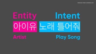 아이유 노래 틀어줘

Entity / Entity / Intent

Artist / Song Title / Play Song
 