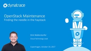 Dirk Wallerstorfer
Cloud Technology Lead
OpenStack Maintenance
Finding the needle in the haystack
Copenhagen, October 19, 2017
 