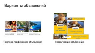 Варианты объявлений
Текстово-графические объявления Графические объявления
 