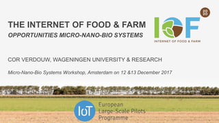 THE INTERNET OF FOOD & FARM
OPPORTUNITIES MICRO-NANO-BIO SYSTEMS
COR VERDOUW, WAGENINGEN UNIVERSITY & RESEARCH
Micro-Nano-Bio Systems Workshop, Amsterdam on 12 &13 December 2017
 