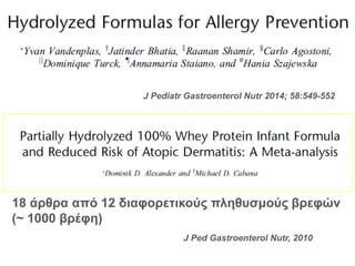 J Ped Gastroenterol Nutr, 2010
18 άρθρα από 12 διαφορετικούς πληθυσμούς βρεφών
(~ 1000 βρέφη)
J Pediatr Gastroenterol Nutr 2014; 58:549-552
 