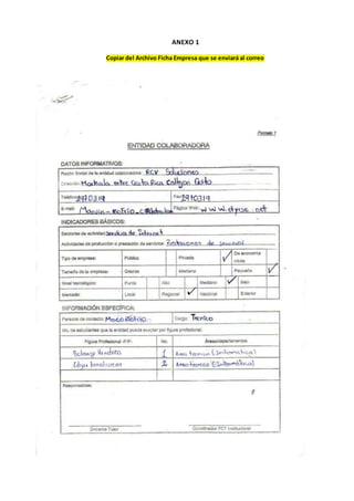 ANEXO 1
Copiar del Archivo Ficha Empresa que se enviará al correo
 