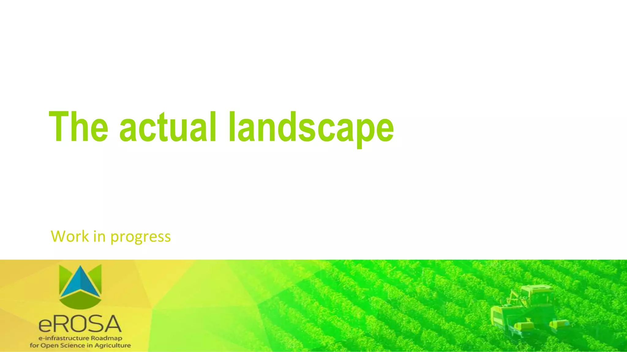 Work in progress
The actual landscape
 