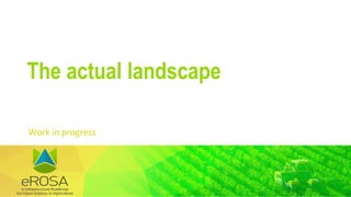 Work in progress
The actual landscape
 