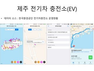 제주 전기차 충전소(EV)
• 데이터 소스 : 한국환경공단 전기차충전소 운영현황
 