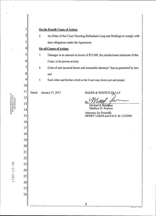 2017 Henry Lorin v Loop Industries Complaint