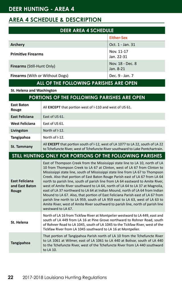 20172018 LDWF Hunting Regulations