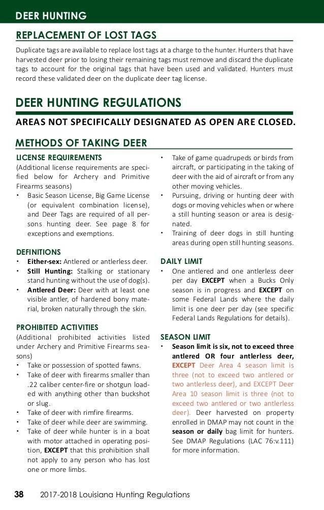 20172018 LDWF Hunting Regulations