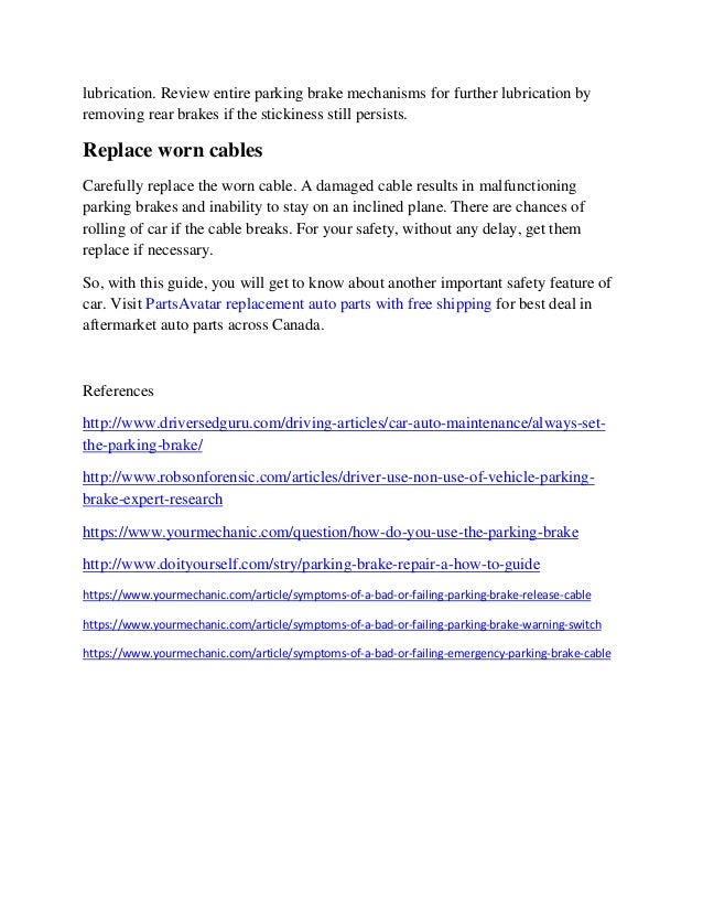 Partsavatar.ca Auto brake parts do you need to use parking brake