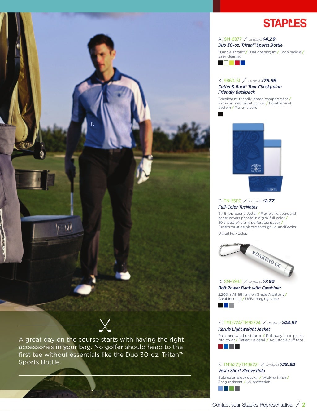 Staples Golf Promotional Products Catalog