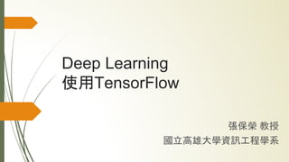 Deep Learning
使用TensorFlow
張保榮 教授
國立高雄大學資訊工程學系
 
