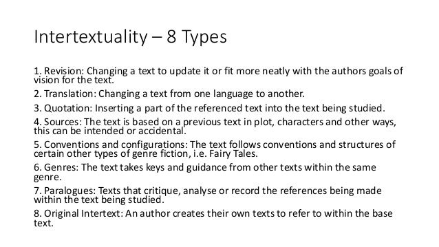 3 Types Of Intertextuality , Chapter 7 Intertextual analysis – HULL