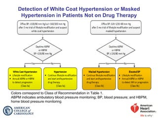 Colors correspond to Class of Recommendation in Table 1.
ABPM indicates ambulatory blood pressure monitoring; BP, blood pressure; and HBPM,
home blood pressure monitoring.
 
