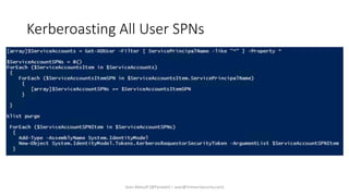 Kerberoasting All User SPNs
Sean Metcalf [@Pyrotek3 | sean@TrimarcSecurity.com]
 