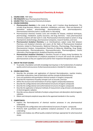2017 curriculum for pharmacy degree at unza - 2017 | PDF