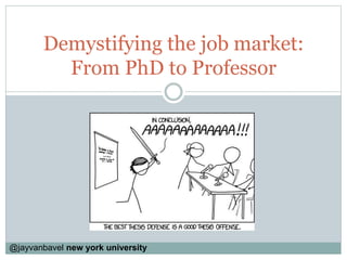 Demystifying the job market:
From PhD to Professor
@jayvanbavel new york university
 