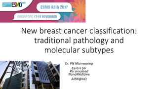 New breast cancer classification:
traditional pathology and
molecular subtypes
Dr. PN Mainwaring
Centre for
Personalised
NanoMedicine
AIBN@UQ
 