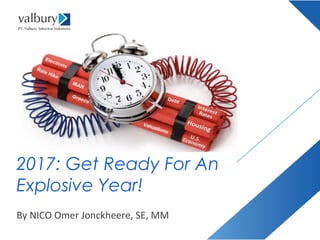 2017: Get Ready For An
Explosive Year!
By NICO Omer Jonckheere, SE, MM
 