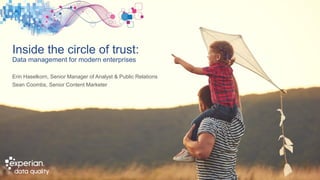 Inside the circle of trust:
Data management for modern enterprises
Erin Haselkorn, Senior Manager of Analyst & Public Relations
Sean Coombs, Senior Content Marketer
 