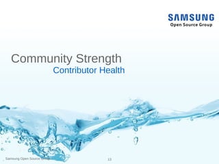 Samsung Open Source Group 13
Community Strength
Contributor Health
 