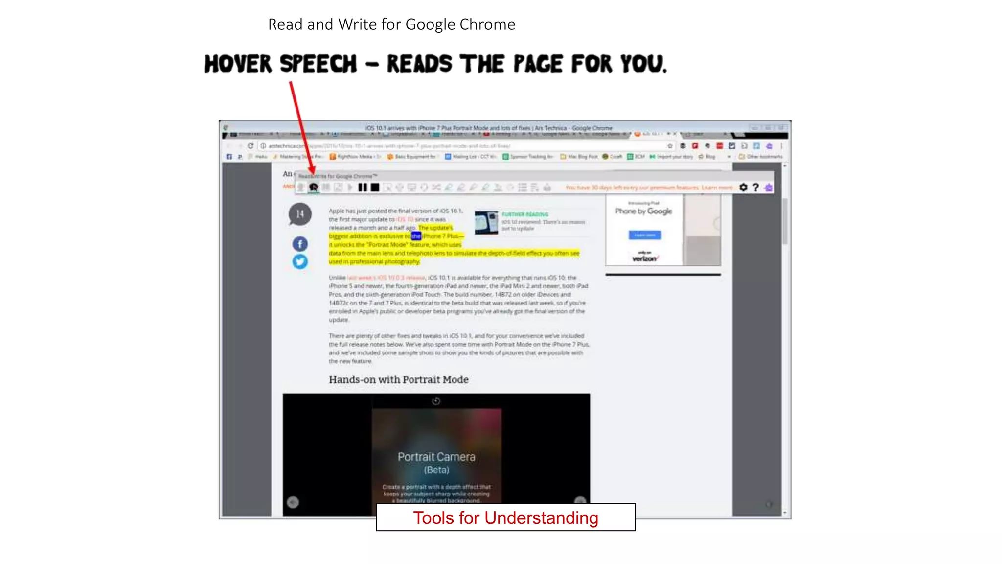 Read and Write for Google Chrome
Tools for Understanding
 