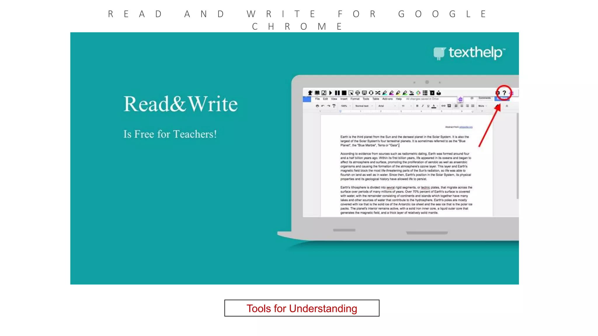 R E A D A N D W R I T E F O R G O O G L E
C H R O M E
Tools for Understanding
 