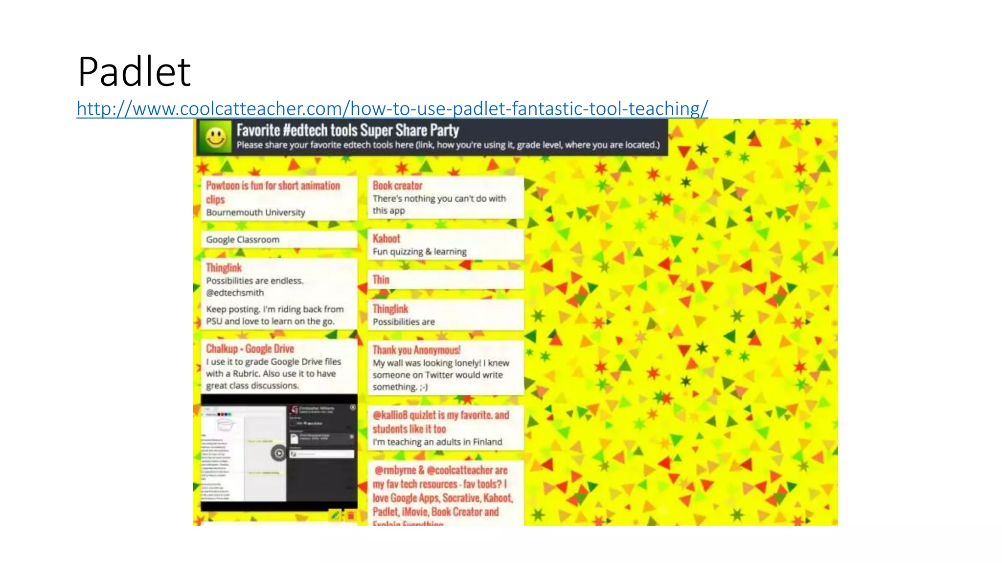 Padlet
http://www.coolcatteacher.com/how-to-use-padlet-fantastic-tool-teaching/
 