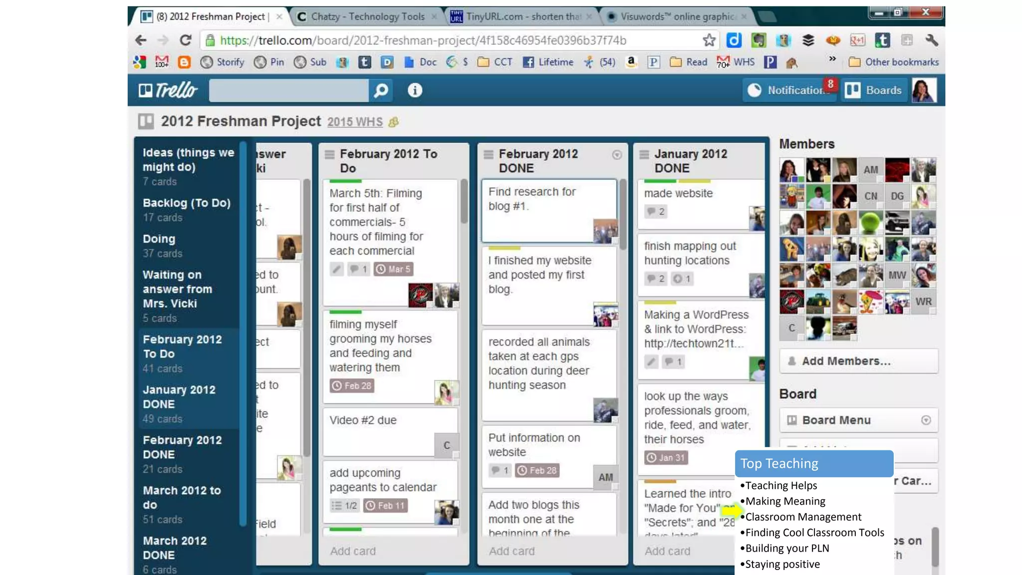 Top Teaching
•Teaching Helps
•Making Meaning
•Classroom Management
•Finding Cool Classroom Tools
•Building your PLN
•Staying positive
 