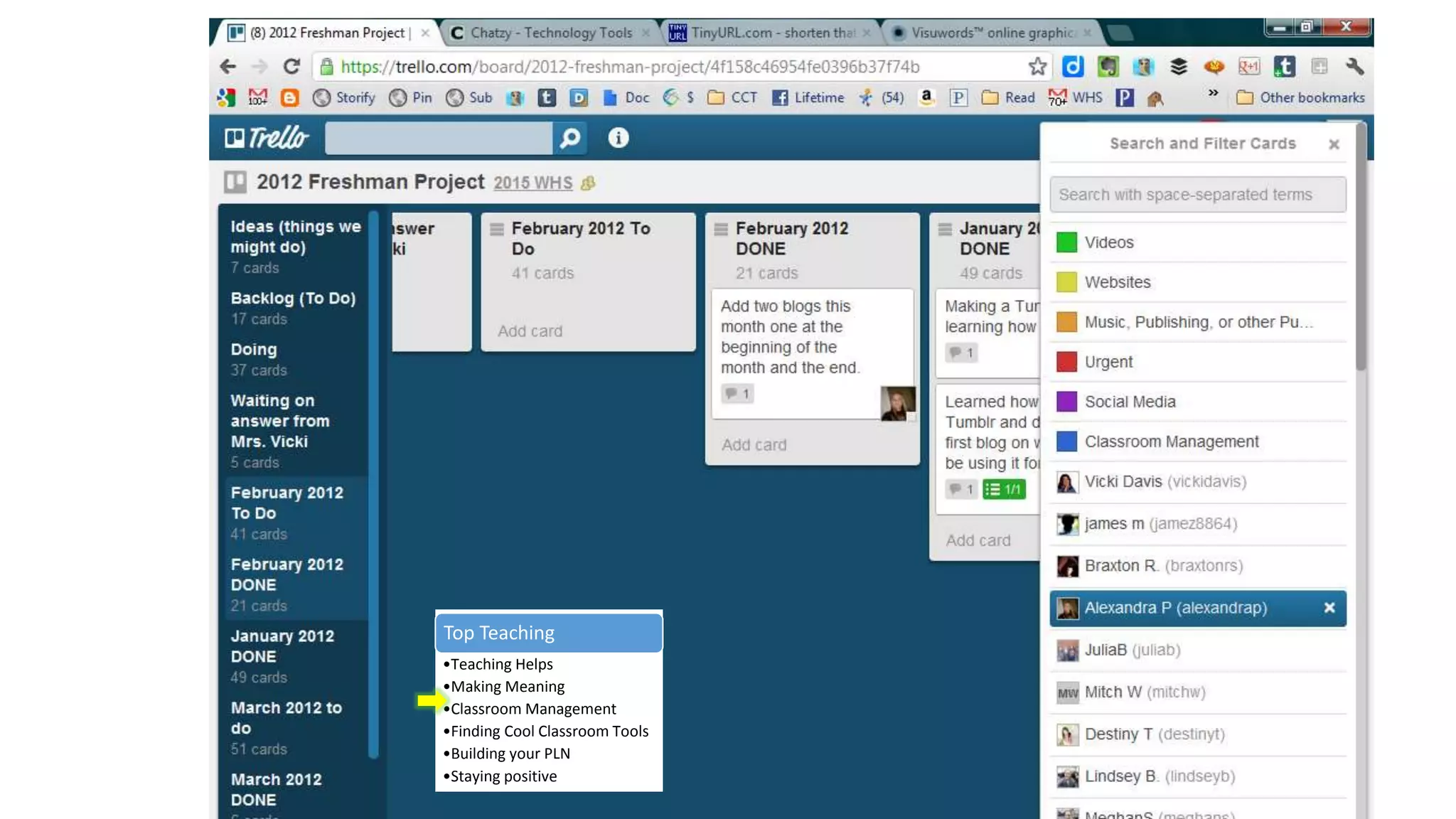 Top Teaching
•Teaching Helps
•Making Meaning
•Classroom Management
•Finding Cool Classroom Tools
•Building your PLN
•Staying positive
 