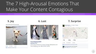 The 7 High-Arousal Emotions That
Make Your Content Contagious
5. Joy 6. Lust 7. Surprise
 