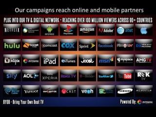 Our campaigns reach online and mobile partners
 