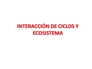 INTERACCIÓN DE CICLOS Y
ECOSISTEMA
 