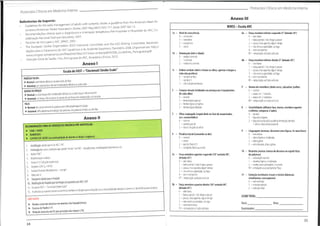 Protocolos Clínicos em Medicino Interno
Protocolos Clínicos em Medicino Interno
Anexo III
Referências de Suporte:
Guidelines for the early management of adults with ischemic stroke: a guideline from the American Heart As-
sociation/American Stroke Association Stroke. 2007 May;38(5):1655-711.Epub 2007 Apr 12.
Recomendações clínicas para o diagnóstico e orientação terapêutica Pré-Hospitalar e Hospitalar do AVC. Co-
ordenação Nacional Doenças Vasculares, 2007.
Factores derisco para o AVC.SPAVC,2007.
NIHSS-Escala AVC
1a - Nível de consciência
0 - consciente
1 - sonolento
2 - estuporoso
3 - coma
6a - Força membro inferior esquerdo (5"deitado 30°)
0 -não baixa
1 - baixa parcial / não chega a pousar
2 - pousa,mas aguenta algumtempo
3 - não vencea gravidade,cai logo
4 - sem movimento
NT-amputação ou fusãoarticular
6b - Força membroinferior direito(5"deitado30°)
0 -não baixa
1 -baixa pardal / não chega a pousar
2 -pousa,masaguenta algum tempo
3 - não vence a gravidade,cai logo
4 -semmovimento
NT -amputação ou fusãoarticular
Recomen-
dações para o Tratamento do AVC Isquémico e do Acidente IsquémicoTransitório 2008. Disponível em: http://
witzerland.com/fileadmin/files/2013/eso-stroke/pdf/ESO08_Guidelines_Portuguese.pdf
1b - Orientação (mês eidade)
0 - ambas correctas
1 — 1correcta
2 - nenhuma correcta
www.congrex-s
Direcção-Geral da Saúde / Soc.Portuguesa do AVC.Itinerários clínicos, 2010.
Anexo I
Escala de FAST -"Cincinnati Stroke Scale" 1c - Ordens verbais (abrir e fechar os olhos, apertar e largar a
mão não parética)
0 - cumpreambas
1 - cumpre 1
2 - não cumpre nenhuma
2 - Camposvisuais(estímulosouameaça nos 4quadrantes
de cada olho)
0 - normal
1 - hemianopsia parcial
2 - hemianopsiacompleta
3 - hemianopsia bilateral
3 - Olhar conjugado (seguir dedo ou facedo examinador,
ou r.oculocefálico)
0 - normal
1 - parésia parcial
2 - desvioforçado doolhar
4 - Paralisia facial(comandoou dor)
0 - normal
1 - minor
2 - parcial (face inf.)
3 - completa(facesup+inf.)
5a - Força membro superior esquerdo (10"sentado 90°,
deitado45°)
0 - não baixa
1 - baixa parcial /nãochega a pousar
2 - pousa,mas aguenta algum tempo
3 - não vencea gravidade,cailogo
4 - sem movimento
NT - amputação ou fusão articular
5b - Forçamembrosuperiordireito(10"sentado90°,
deitado 45°)
0 - não baixa
1 - baixaparcial /não chegaapousar
2 - pousa,mas aguenta algum tempo
3 - não vencea gravidade,cailogo
4 - sem movimento
NT- amputação ou fusãoarticular
PARÉSIA FACIAL:
> Normal:mobilidadeidêntica nos dois lados da face
> Anormal:umladodafacenãotemmobilidadeidênticaaooutrolado
7 - Ataxia dosmembros (dedo-nariz, calcanhar-joelho)
0 - normal
1 -ataxia em 1membro
2 -ataxia em 2 membros
NT -amputaçãooufusãoarticular
QUEDA DO BRAÇO:
> Normal:os dois braços tèrnmobilidadeidêntica ou os dois braços não se movem
> Anormal:umbraçonãosemoveouquedadeumbraçoemcomparaçãocomooutro
FALA:
> Normal:diz correctamente as palavras sem dificuldadenaarticulação
>Anormal:dificuldadenaarticulaçãodaspalavras,dizpalavraserradasounãofala
- Sensibilidade (alfineteface, tronco, membro superior
e inferior, comparar 2 lados)
0 - normal
1 — hipostesia ligeira
2 - hipostesia marcada (ausência dereacção detodo
1 lado ou hipostesia bilateral)
9 - Linguagem (nomear, descreveruma figura, ler uma frase)
0 - sem afasia
1 - afasia ligeira a moderada
2 - afasia grave
3 - sem discurso, afasia global
10 - Disartria (avaliar clareza do discurso ao repetir lista
depalavras)
0 - articulaçãonormal
1 - disartria ligeira a moderada
2 - muito poucoperceptível;mutismo
NT-entubado ou outra barreira física
8
Anexo II
RECOMENDAÇÕESPARA OS SERVIÇOS DE URGÊNCIA PRÉ-HOSPITALAR:
> EMIR / SEMER
> BOMBEIROS
> CENTROS DE SAÚDE (na eventualidade do doente se dirigir à urgência)
1. Identificação rápida que é um AVC / AIT
Eliminaçãode outras condições que podem"imitar"um AVC -hipoglicemia,encefalopatia hipertensiva,etc
3. Avaliar"ABC"
4 Monitorizaçãocardíaca
5. Acesso E-V (Soluções isotónicas)
6. Oxigénio (SAT 02<92%)
7 Avaliar Glicemia (Hipoglicemia-corrigir)
8 Nadaperos
9. TranspofterápidoparaoHosoital
10. NotificaçãodoHospitalquevaichegarumpaciente comAVC / AIT
11 Escala de FAST -"Cincinnati Stroke Scale"
As pessoas quepresenciarama ocorrência tambémsedirigemparaoHospitalounaimpossibildadedeixam onomeen0
de telefonepara contacto
2.
11 - Extinção (estímulos visuais e tácteis bilaterais
simultâneos;anosognosia)
0 - sem extinção
1 - extinçãoparcial
2 - extinção total
12
NÃO FAZER:
> Fluidoscontendo dextroseem doentesnão hipoglicémicos
> Excesso de fluidos E-V
> Redução excessiva da TA (por princípio não reduzir aTA)
5C0/?fTOTAL:
Data:
Examinador:
Hora:
34
35
 