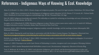 References - Indigenous Ways of Knowing & Ecol. Knowledge
Abate, R., & Kronk, E. A. (Eds.). (2013). Climate change and ind...