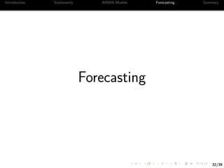 32/39
Introduction Stationarity ARIMA Models Forecasting Summary
Forecasting
 