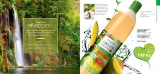 5150
INSPIROVÁNOPŘÍRODOU
Již od založení Oriflame roku 1967 spočívá v srdci všeho,
co děláme, hluboký respekt k přírodě. Pečlivě vybíráme
ty nejlepší ingredience ze Švédska i z celého světa - vše
pro přirozené zvýraznění vaší krásy.
INSPIROVÁNO
PŘÍRODOU
VAŠE SNY – NAŠE INSPIRACE™
VÍTE, ŽE...
Každý šampon Nature Secrets obsahuje přírodní
ingredience speciálně vybrané pro specifické potřeby
každých vlasů. Například šampon s pšenicí a kokosem
vyživuje suché a poškozené vlasy, zatímco šampon
s bezovým květem a jablkem určený pro normální vlasy
má osvěžující účinky.
 ﻿Šampon a kondicionér 2v1
s jojobou a mangem
Nature Secrets
Zklidňující olej z jojoby usnadňuje
rozčesávání, bojuje proti únavě
vlasů a zvyšuje lesk. Zvláčňující
mangové máslo je bohaté na
antioxidanty, pomáhá chránit,
vyživit a zvláčnit vlasy. Pro všechny
typy vlasů. 750 ml
26449 219 Kč
Semínka jojoby poskytují
bohatý olej, který se snadno
vstřebává a dodává kůži
hebkost a pružnost. Máslo
z mangových jader je bohaté
na antioxidanty, vitaminy
a minerály a má vynikající
zvláčňující vlastnosti.
ČISTÍ A HYDRATUJE
VLASY
Maxi
balení!
750 ml
149 Kč
ŠAMPON 
KONDICIONÉR
 