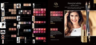 31381Nude
MAKE-UP
120 121
  Tužka na rty Giordani Gold
Luxusní krémová tužka na rty. Intenzivně
hydratační odstíny vydrží na rtech celý den bez
rozmazání či rozpíjení*. Obsahuje štěteček pro
snadné nanášení. 1.6 g
 249 Kč
179 Kč
 ﻿Matná rtěnka Giordani Gold
Iconic SPF 12
4 g
 299 Kč
  Rtěnka Jewel Giordani Gold
Kašmírově hebká rtěnka obsahuje směs účinných
zvláčňujících ingrediencí a celý den hydratuje rty.
Intenzivní barvy v klasických odstínech mají
střední krytí s dlouhotrvajícím krémovým
efektem. V kovovém designovém pouzdře. 4 g
 349 Kč
249 Kč
GIORDANI GOLD
 ﻿Rtěnka Giordani Gold Iconic SPF
15
4 g
 299 Kč
30445
Satin
Beige
30446
Creamy
Nude
30447
Pink
Nude
30448
Pearly
Pink
30449
Rose
Petal
30450
Peach
Pink
30451
Lucent
Pink
30453
Fuchsia
Divine
30454
True
Red
30455
Red
Fatale
30456
Muted
Plum
30457
Lavender
Lustre
30458
Copper
Shine
30459
Cherry
Love
30452
Raspberry
Blush
31366
Light
31367
Medium
 ﻿Korektor Giordani Gold
Secret
2 g
 319 Kč
32047
Porcelain
32048
Light
Rose
32049
Light
Ivory
32050
Rose
Beige
32051
Natural
Beige
 ﻿Omlazující make-up
Giordani Gold
30 ml
 449 Kč
 ﻿Intenzivně lesklý lak na
nehty Giordani Gold
8 ml
 199 Kč
32075
Smokey
Grey
32076
Divine
Brown
32077
Radiant
Plum
 ﻿Omlazující balzám na rty
Giordani Gold
10 ml
 299 Kč
32414Pink
32250
Black
 ﻿Tekuté oční
linky Giordani
Gold
4 ml
 299 Kč
31430
Blonde
31431
Brown
 ﻿Gel na obočí
Giordani Gold
4 ml
 219 Kč
 ﻿Tužka na oči Giordani Gold
1.8 g
 249 Kč
31402
Brown
31403
Charcoal
Grey
31404
Midnight
Blue
31802
Porcelain
31803
Light
Rose
31804
Light
Ivory
31805
Rose
Beige
31806
Natural
Beige
30556
Natural
 ﻿Sypký pudr Giordani
Gold Invisible Touch
10 g
 499 Kč
31808
Light
31809
Natural
32057
Translucent
 ﻿Rtěnka Giordani Gold Iconic
Heritage
4 g
 299 Kč
33268
Silky
Nude
33269
Lustrous
Peony
33270
Vivacious
Coral
33271
Elegant
Red
33272
Luminous
Burgundy
 ﻿Kompaktní
projasňující pudr
Giordani Gold
Heritage
8 g
 499 Kč
33167
Natural
Radiance
33166
Natural
Bronze
 ﻿Krémové perleťové oční stíny
Giordani Gold
4.5 g
 299 Kč
 ﻿Dlouhotrvající minerální make-up
Giordani Gold
30 ml
 449 Kč
 ﻿Minerální kompaktní pudr
Giordani Gold
9 g
 449 Kč
 ﻿Řasenka Giordani
Gold Iconic
8 ml
32576 329 Kč
30992
Frosted
White
30993
Gold
Sparkle
30995
Crystal
Taupe
33246
Precious
Ivy
33247
Opulent
Aubergine
31381
Nude
31382
Coral
31383
Rose
22744
Dusky
Nude
Intenzivní odstíny
– smyslná textura –
Zářivé odstíny rtěnek a tužek Giordani Gold zahalí
vaše rty do hebkého barevného závoje.
32317
Nude
Rose
32318
Pink
Touch
32319
Fresh
Pink
32320
Perfect
Peach
32321
Orange
Coral
32322
Violet
Pink
32323
Bright
Berry
32324
Dusky
Rose
32325
Forever
Red
32326
Dark
Burgundy
32083
Natural
Peach
32084
Dark
Bronze
32082
Natural
Bronze


31381Nude
22744
Dusky
Nude
22746
Pink
Secret
22748
Rose
Blossom
22749
Cerise
Pink
22752
Warm
Coral
31379
Violet
Dawn
31376
Beige
Suede
31377
Pink
Delicacy
31378
Frosted
Rose
31380
Red
Attraction
32073
Noble
Burgundy
32068
Pink
Carat
32072
Passionate
Red
32820
Pink
Chic
32821
Radiant
Coral
Modelka je nalíčena: Tužka na rty Giordani Gold 31381 Nude,
Rtěnka Jewel Giordani Gold 22744 Dusky Nude.
* Spotřebitelsky testováno na 60 ženách
 ﻿Kvartet očních stínů Giordani
Gold
5.2 g
 399 Kč
31381Nude
 ﻿Pudr v perličkách Giordani Gold
25 g
 499 Kč
 